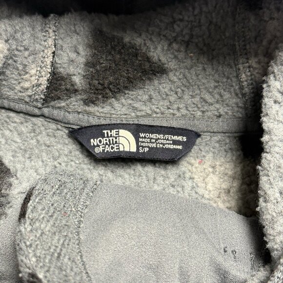 The North Face Fleece Jacket Womens Small 19x24 Gray Hood Geo Aztec - Picture 11 of 15